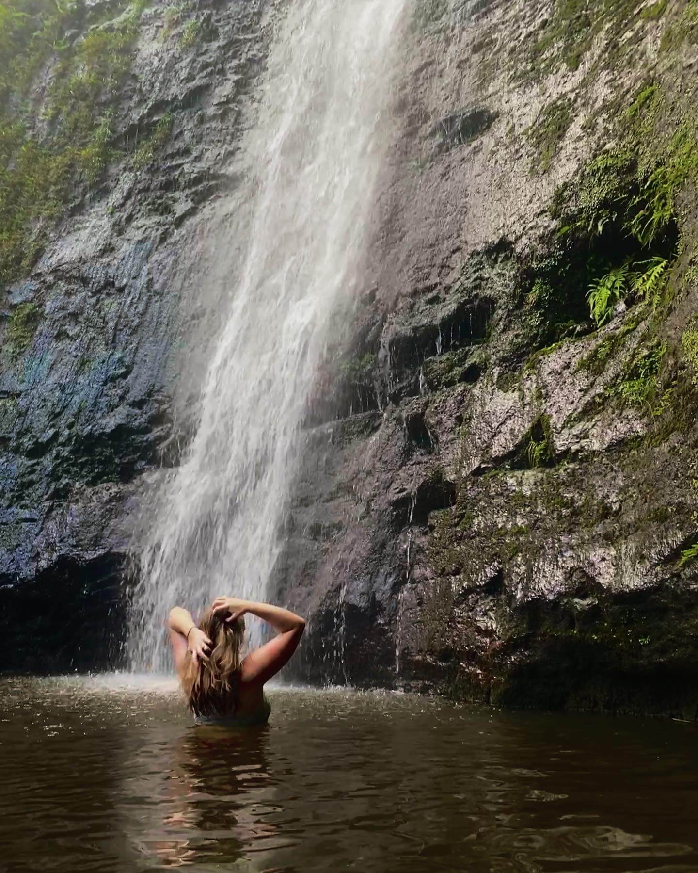 Swimming in Oahu Waterfall