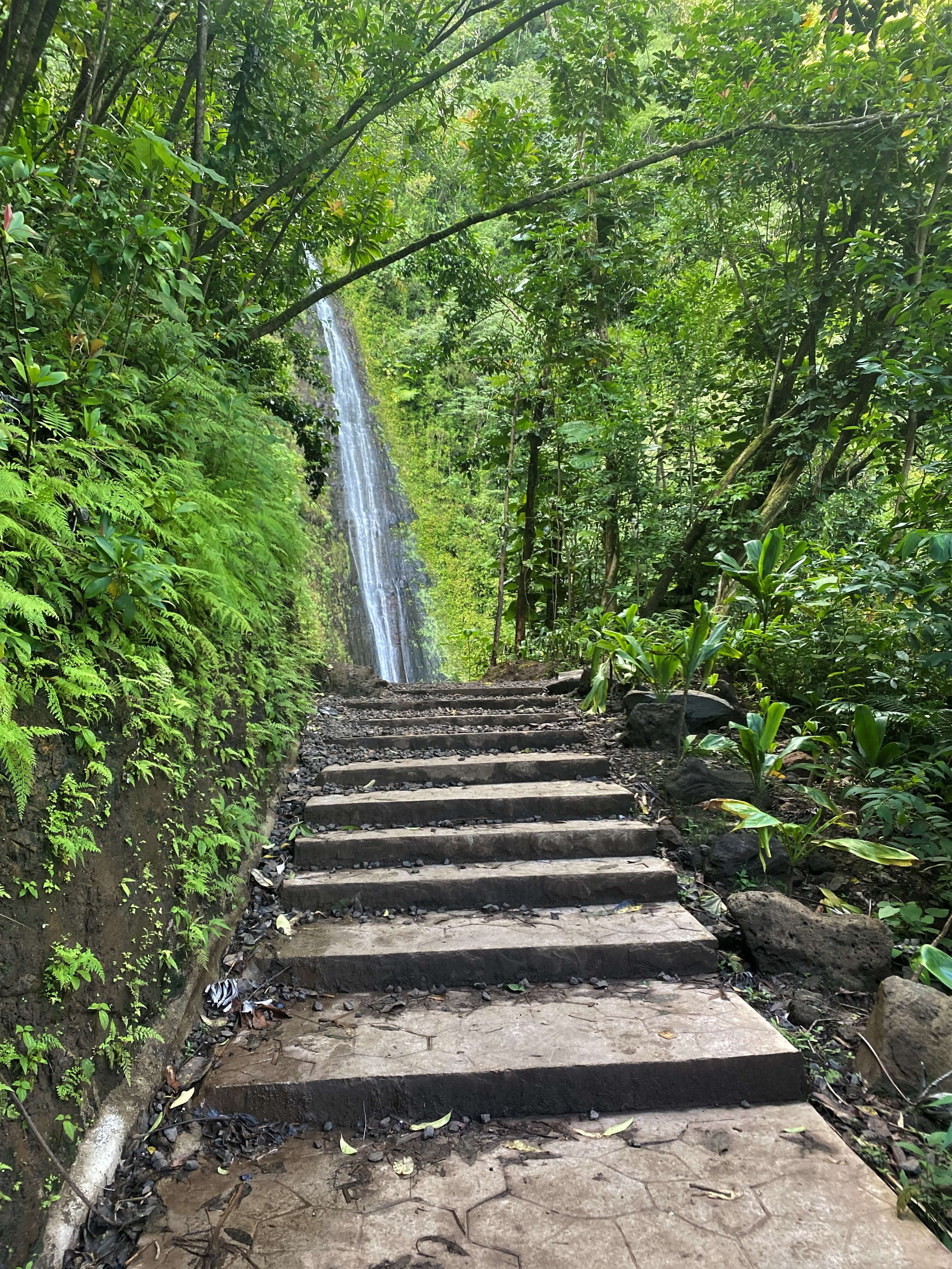 Stairs up to a Waterfall
