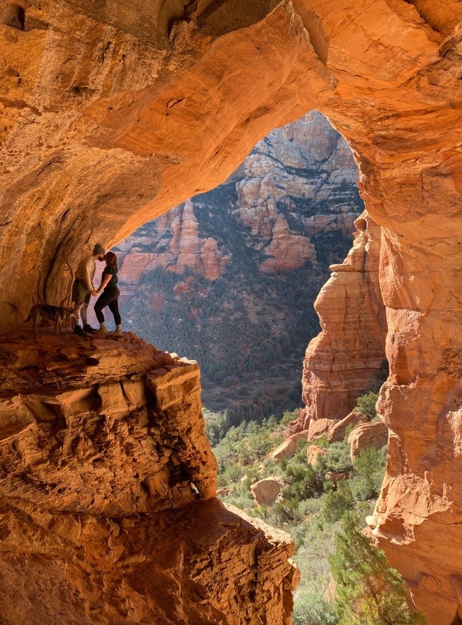 Couple Posing at the Top of Keyhole Cave