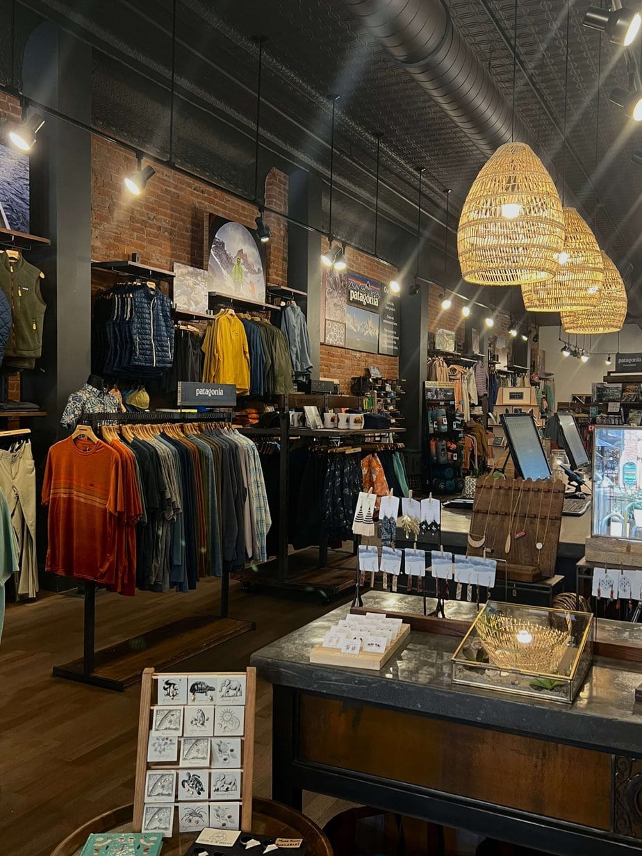 Clothing Shop with 3 Large Rattan Chandeliers