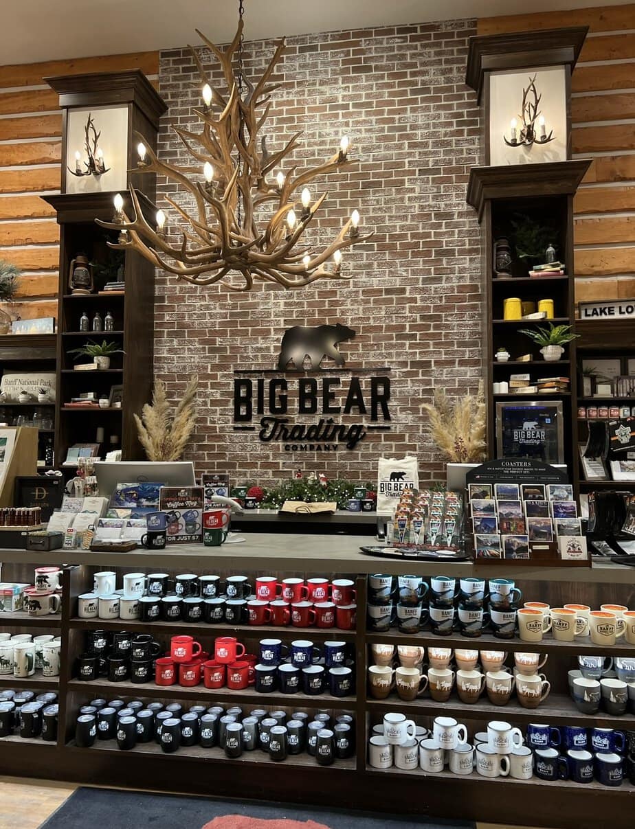 Store with Wood Chandelier and Sign Reading Big Bear Company