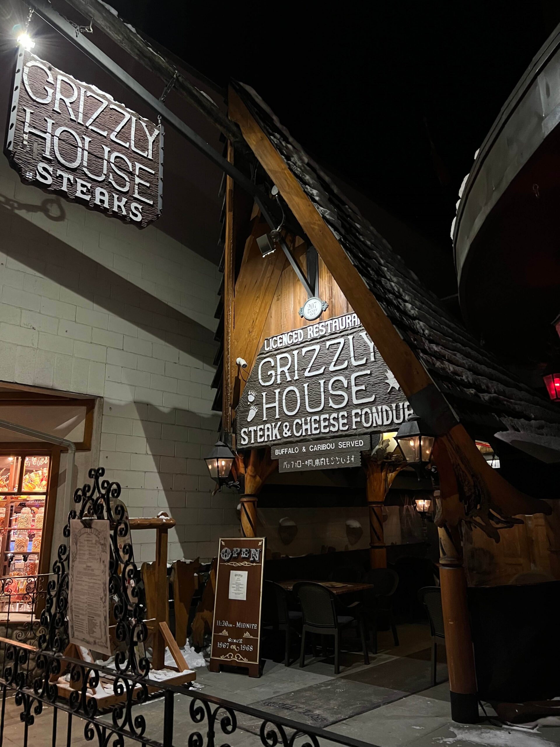 Restaurant in the Night Time with a Triangle Roof