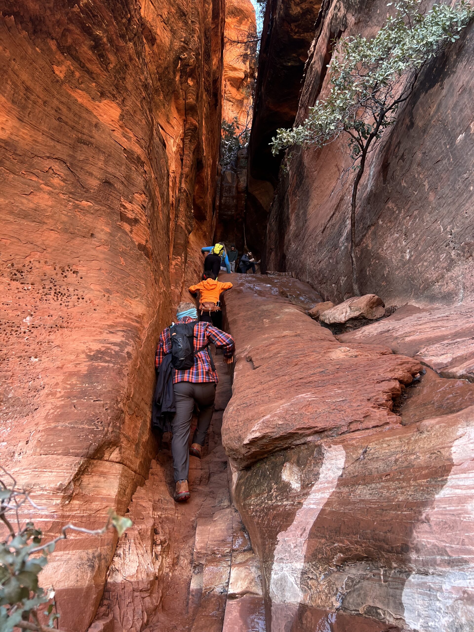 Climbing into the subway cave