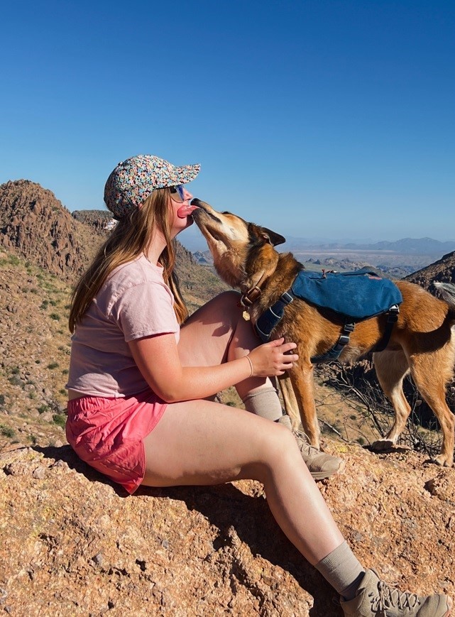 dog kissing owner at weaver's needle