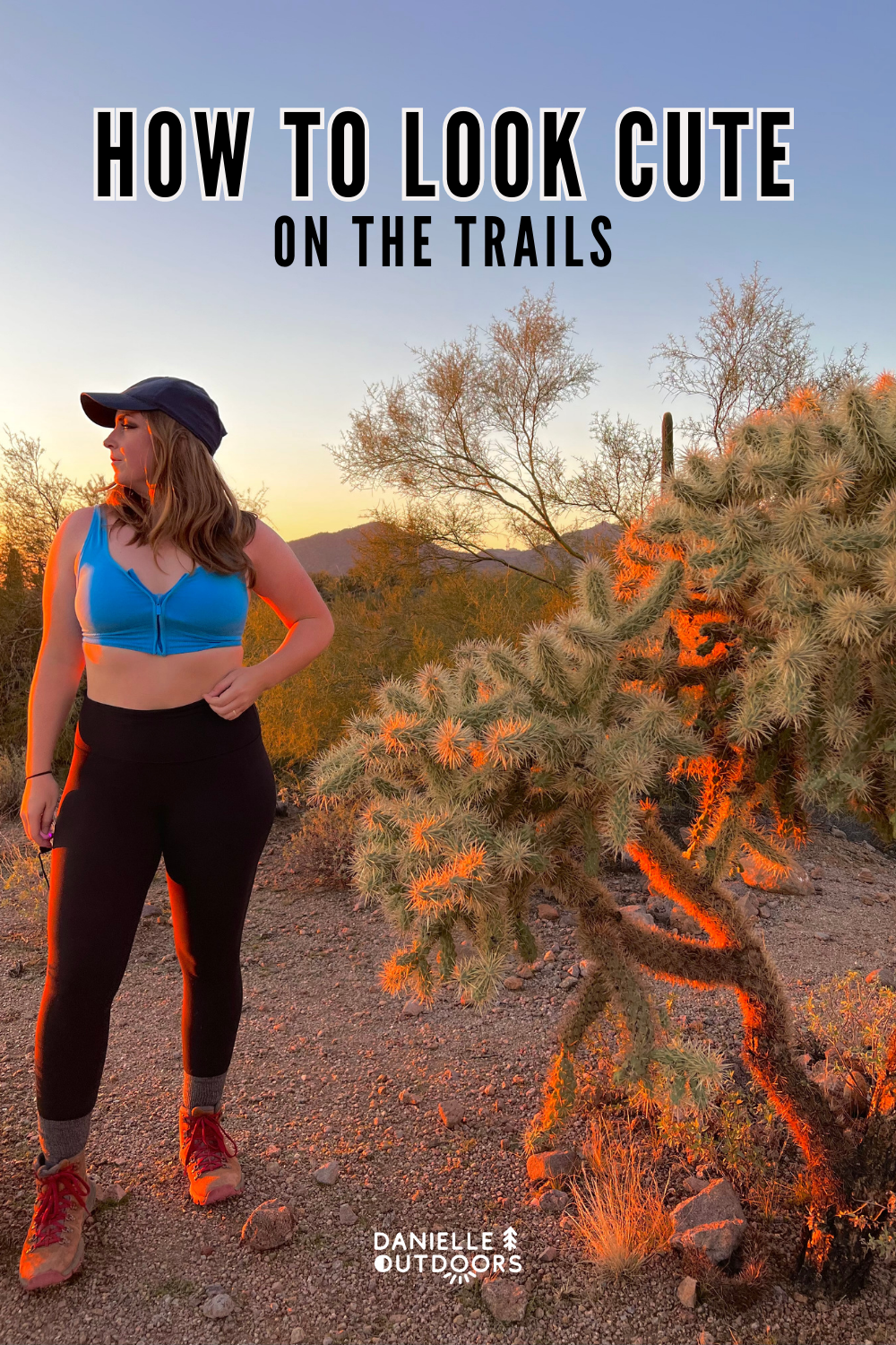 girl in blue shorts bra standing in the desert