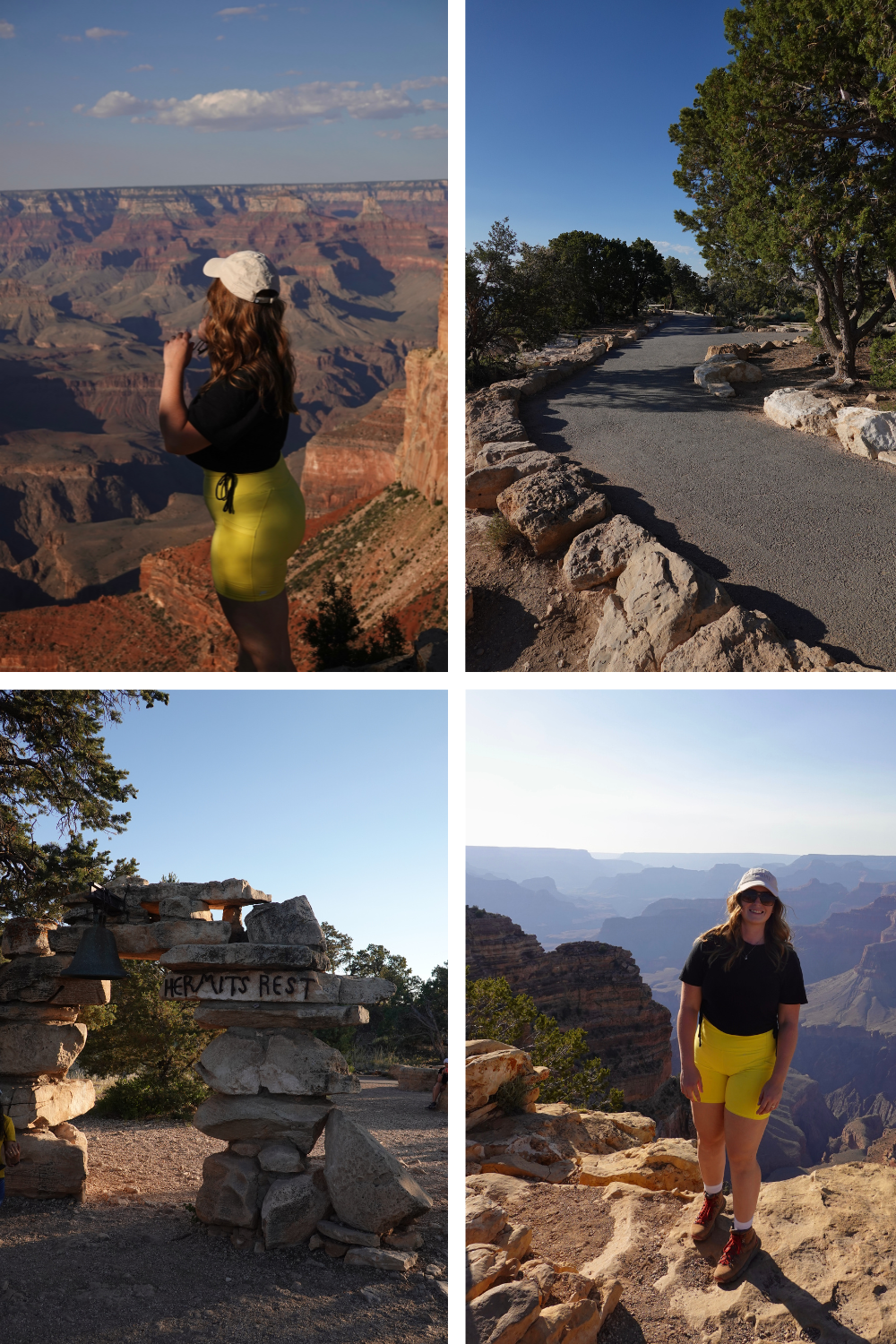 multiple photos of the rim trail of the grand canyon