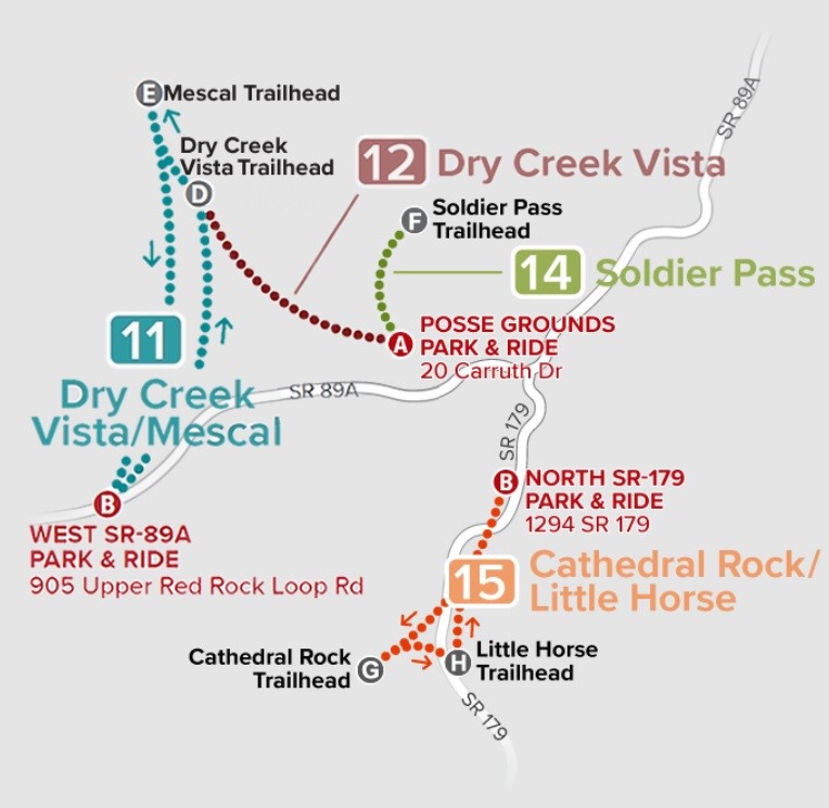 map of sedona shuttle spots