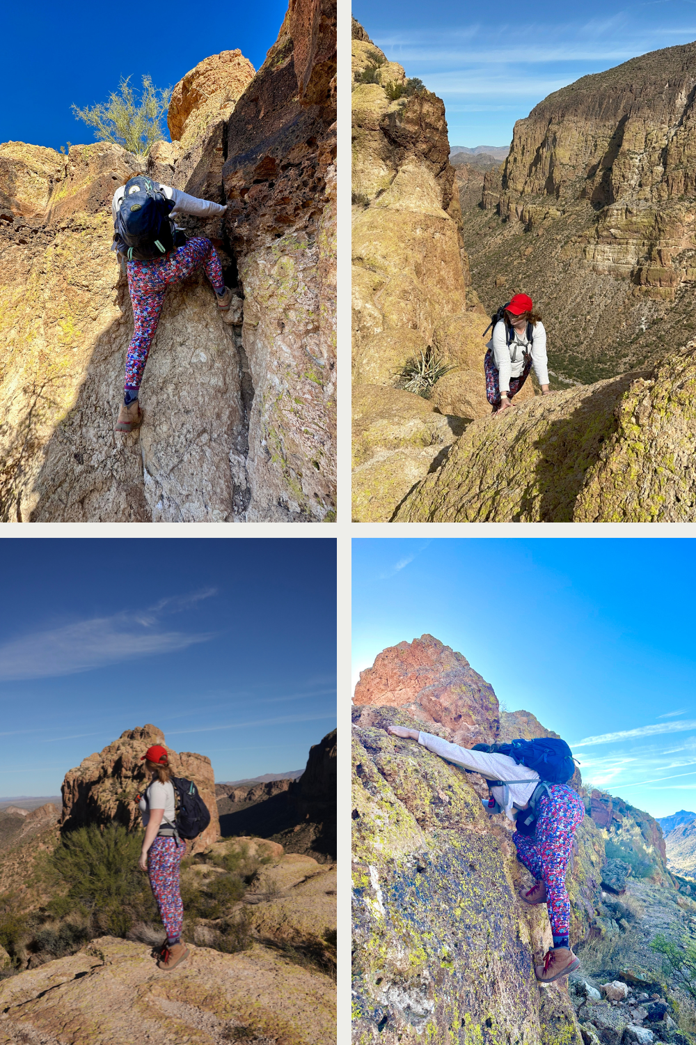 climbing up a steep mountain in the desert