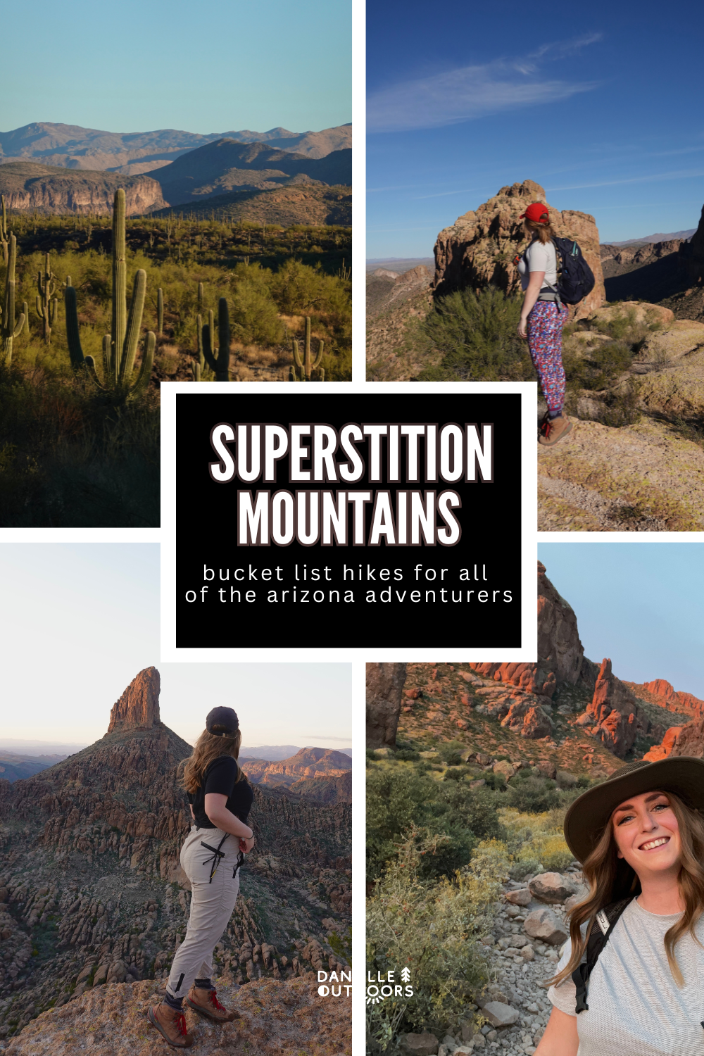 multiple photos of superstition mountains