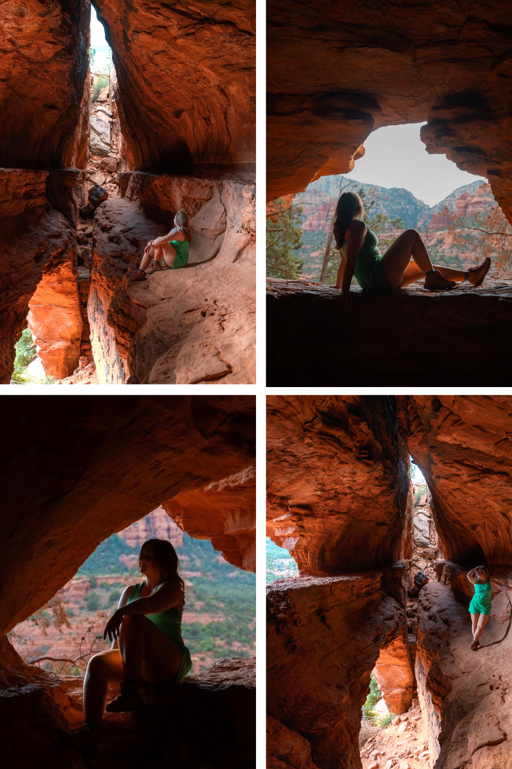 Multiple photos of a girl in sedona caves