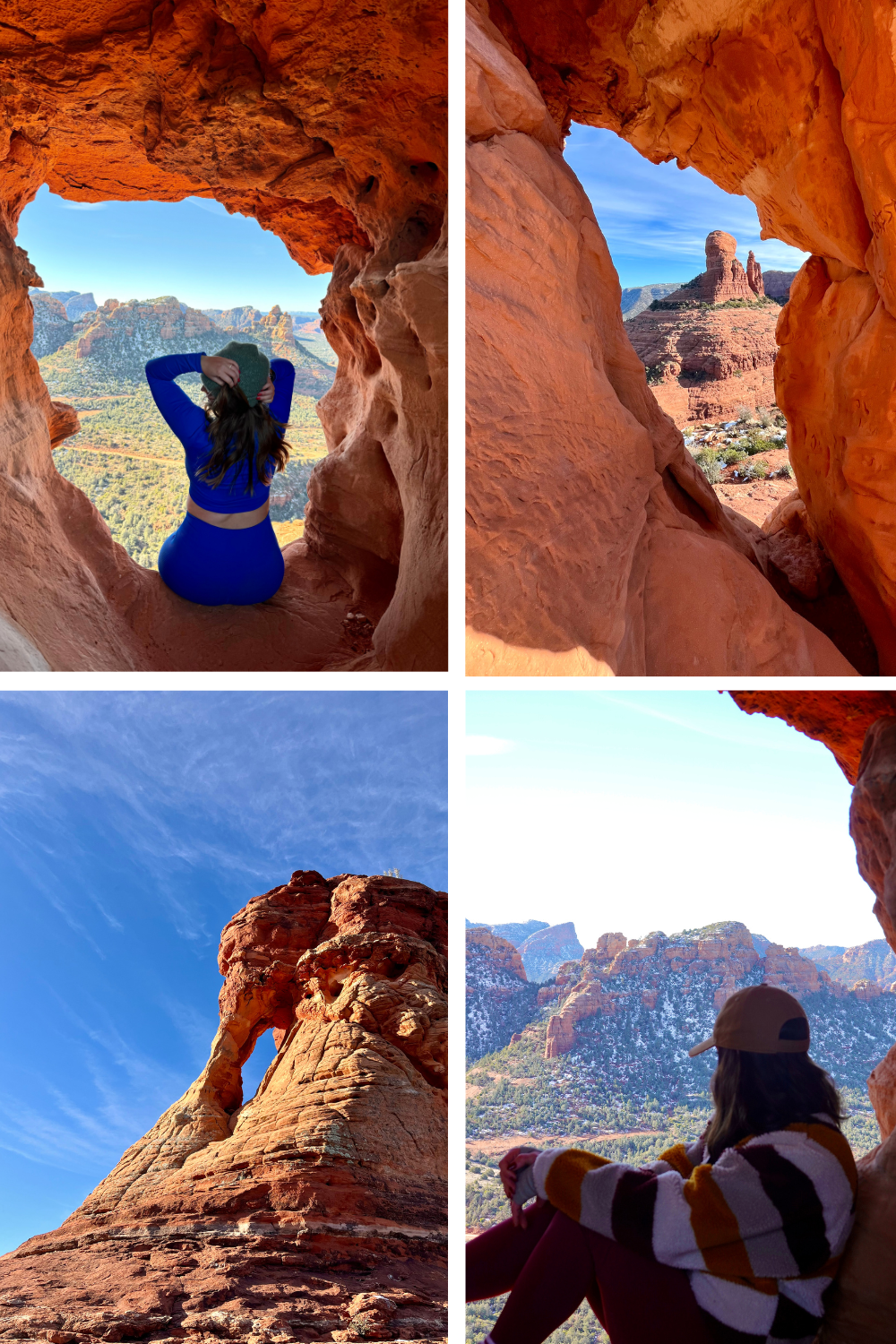 multiple photos of sedona caves on the hangover trail