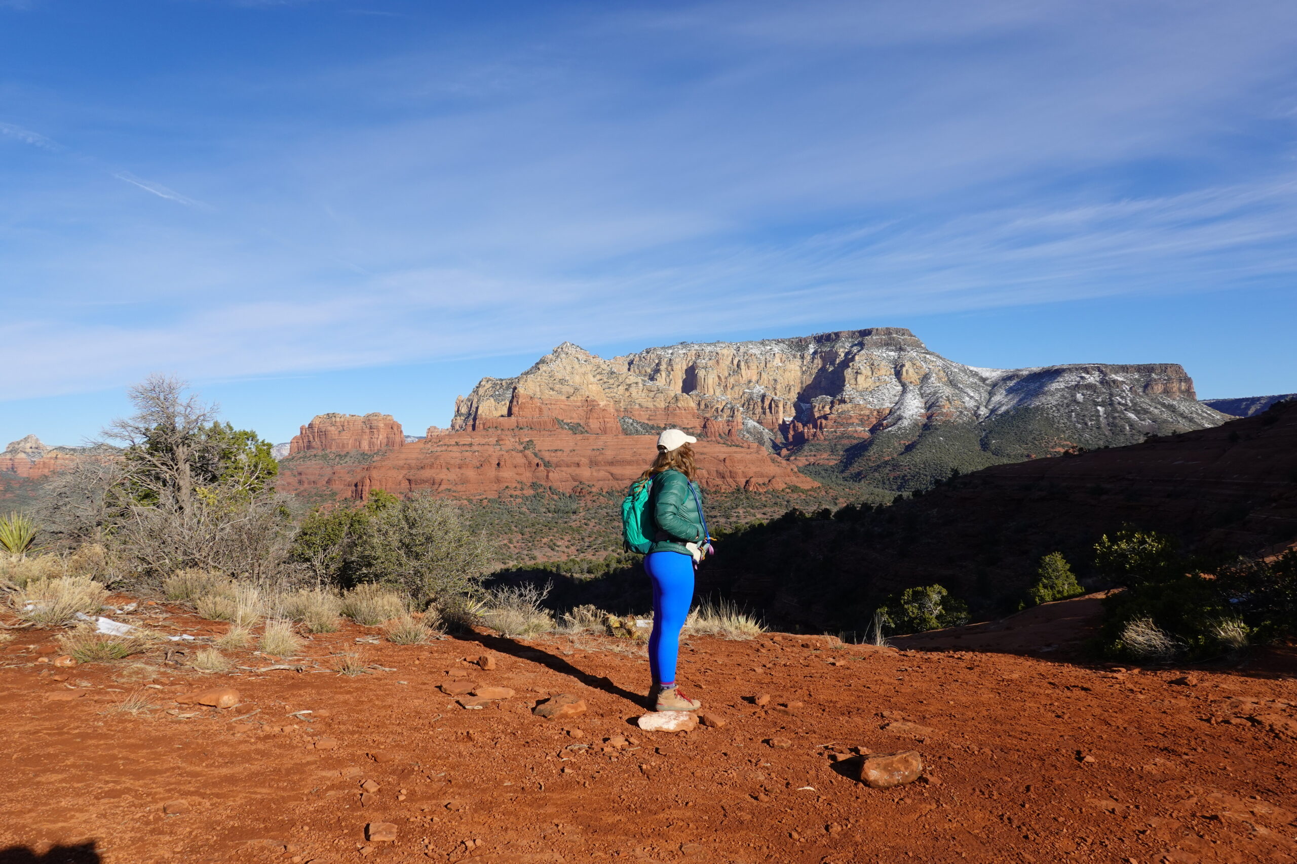 girl in blue overlooking mountains in sedona