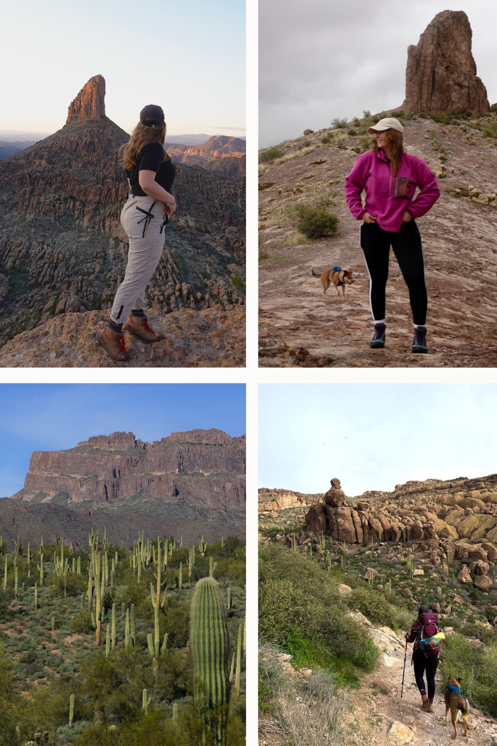 multiple photos of the superstition mountains