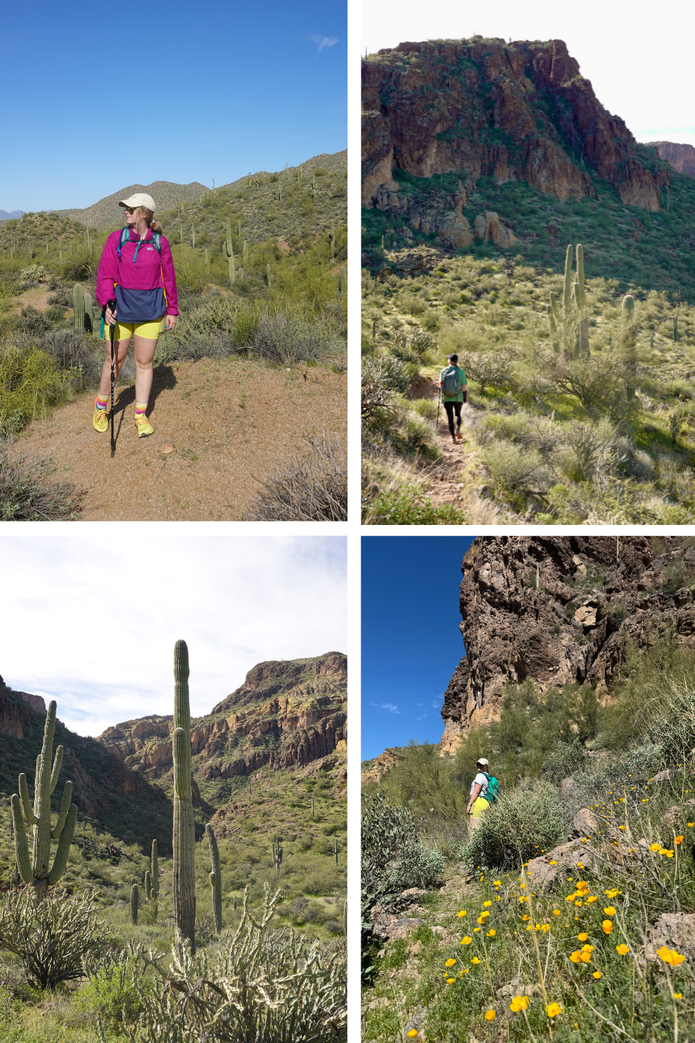photos of a girl climbing up a canyon in a bright canyon