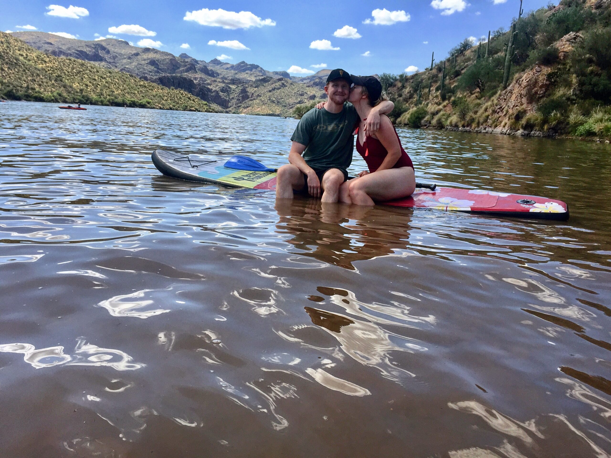 two people on a paddleboard in arizona