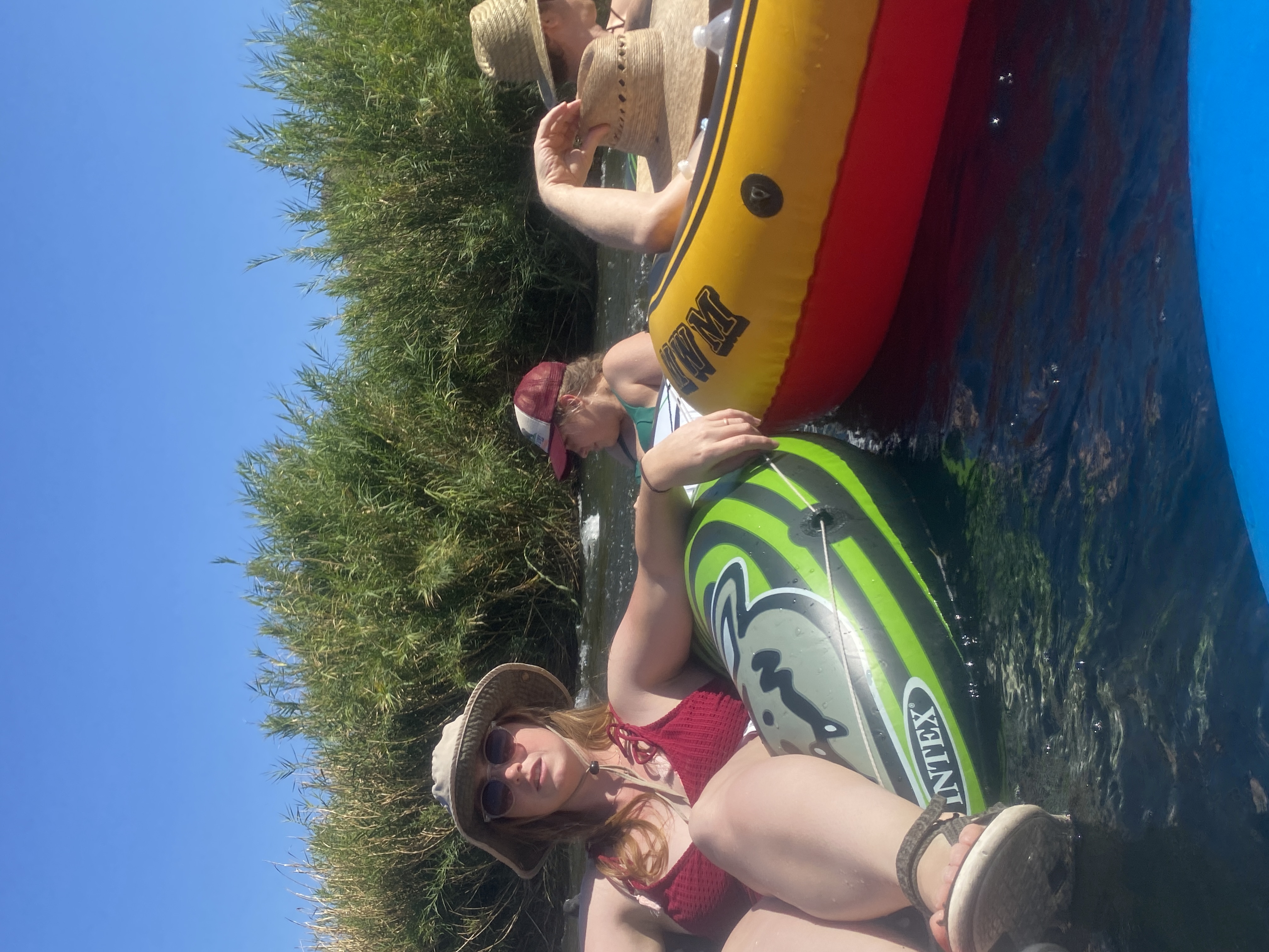 my family floating the salt river, tied together