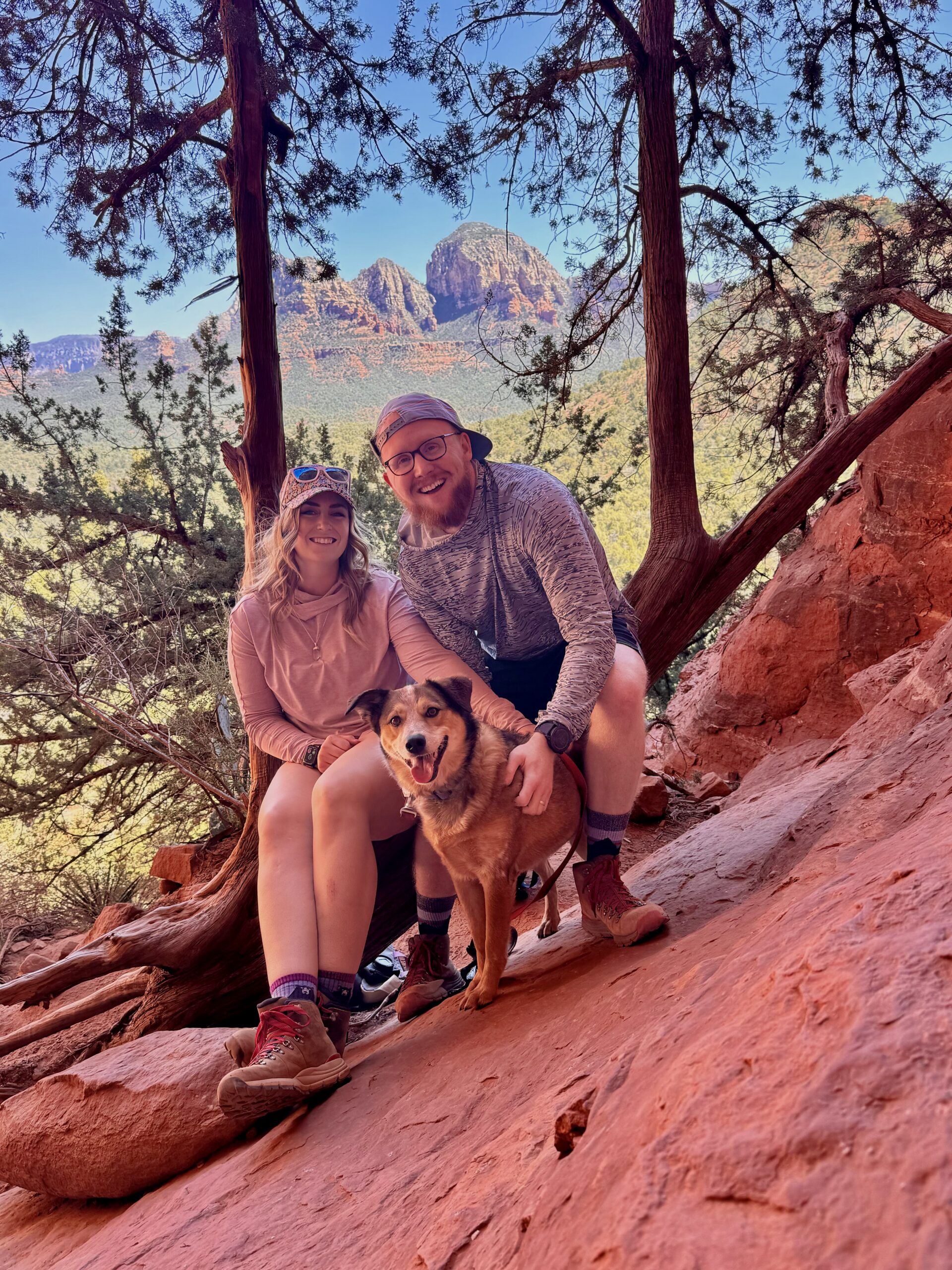 dog, girl, and boy in sedona, arizona