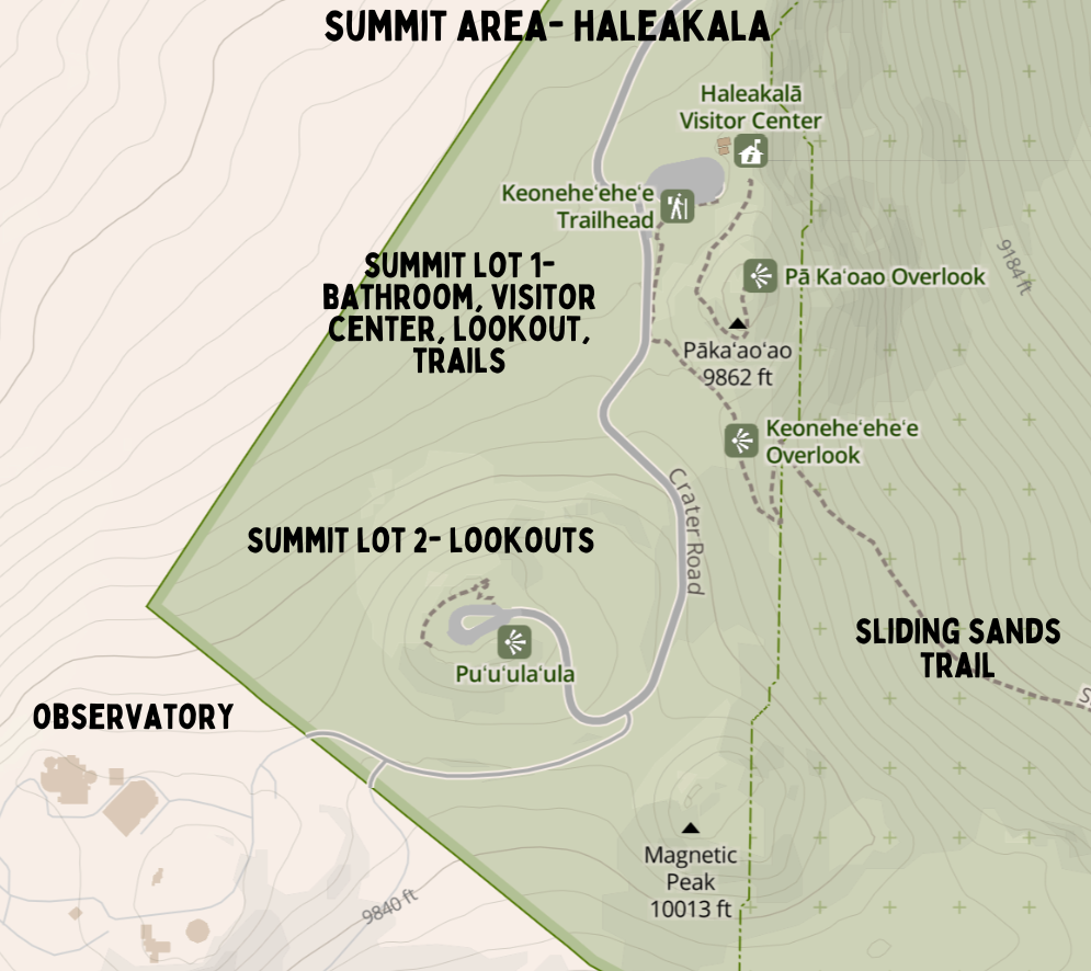 nps map with captions of haleakala