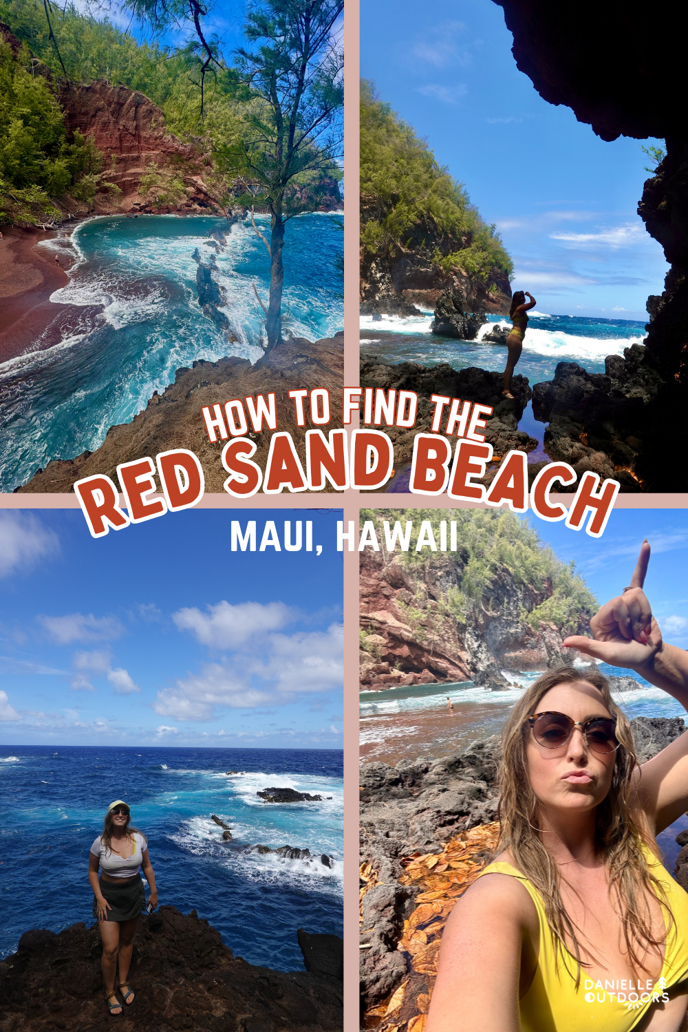 photos of red sand beach in maui