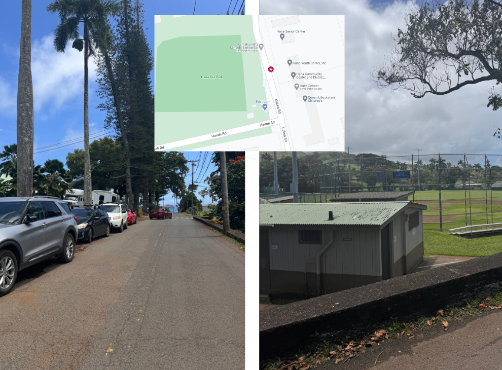 photos of where to park to see the red sand beach