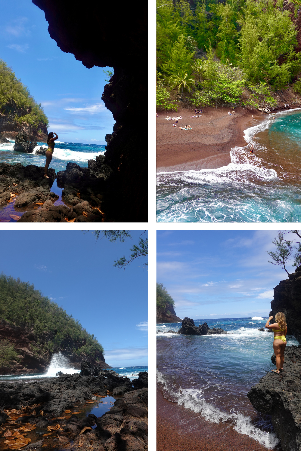 photos of red sand beach in maui