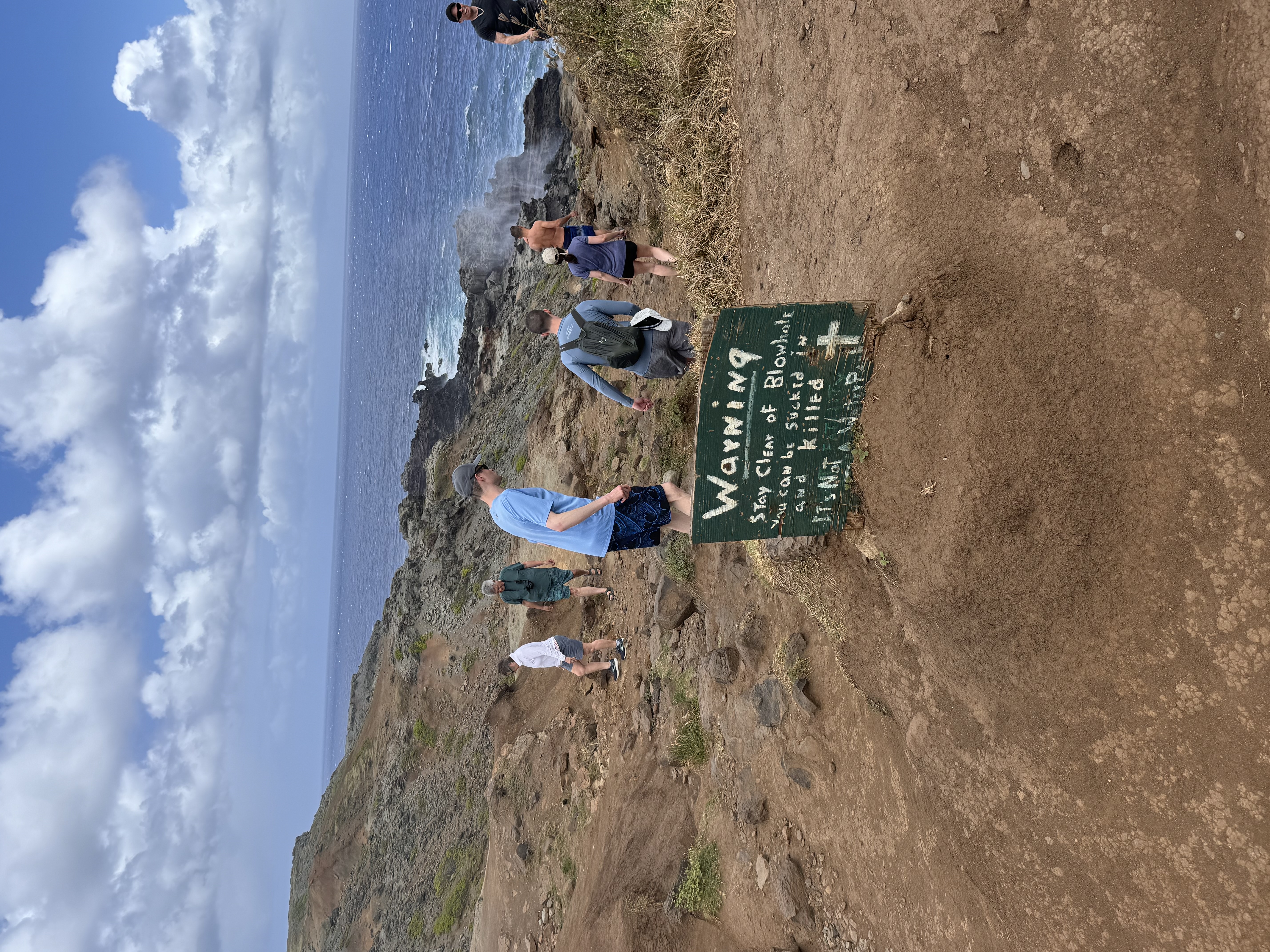 warning sign at blowhole in maui