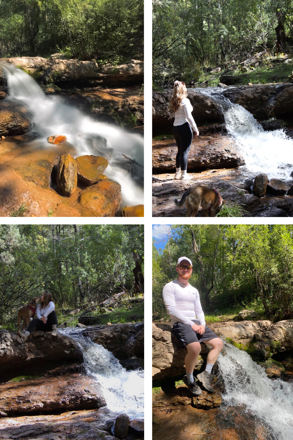 photos of a small waterfall in the forest