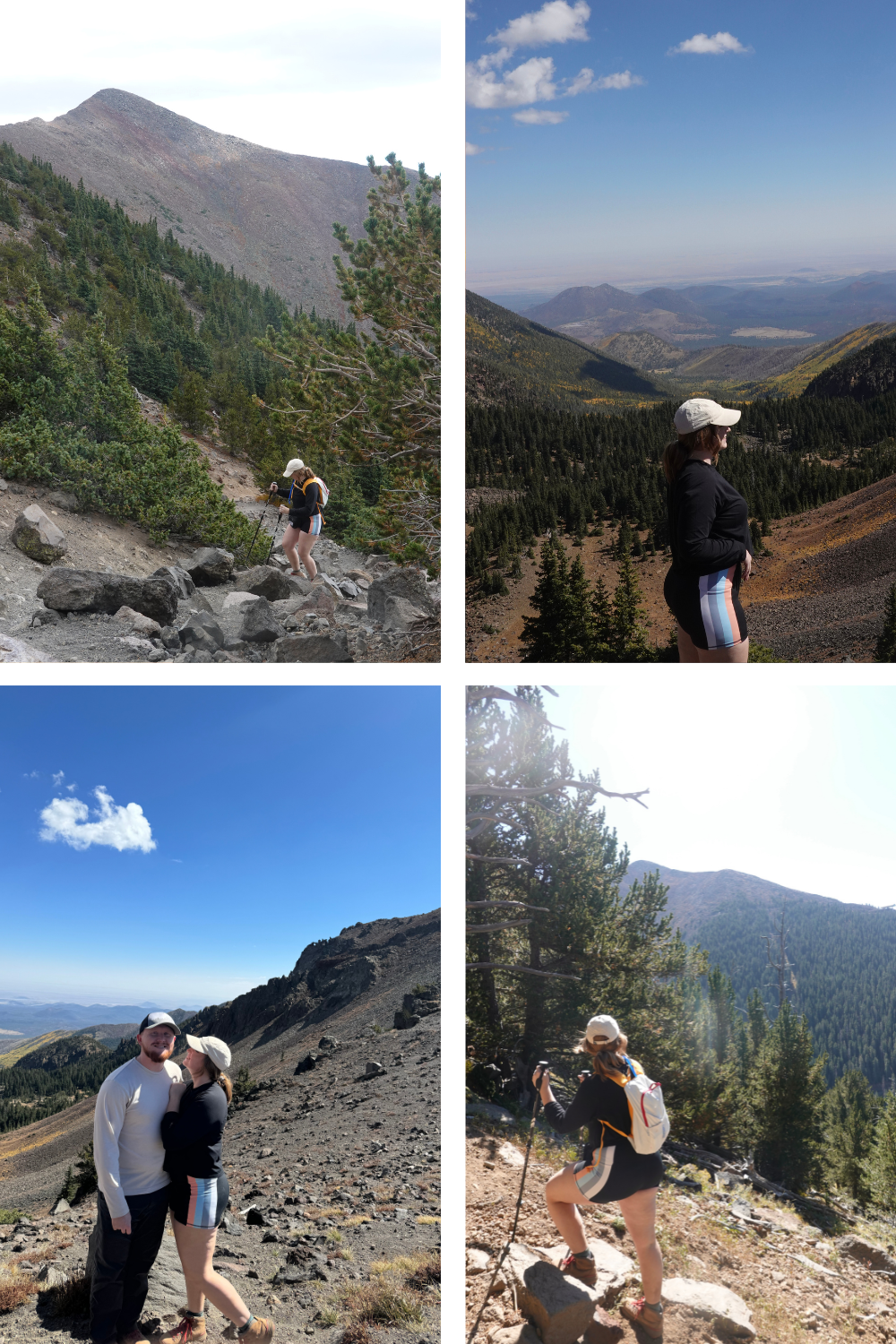 photos of a girl hiking on the saddle of humphreys peak