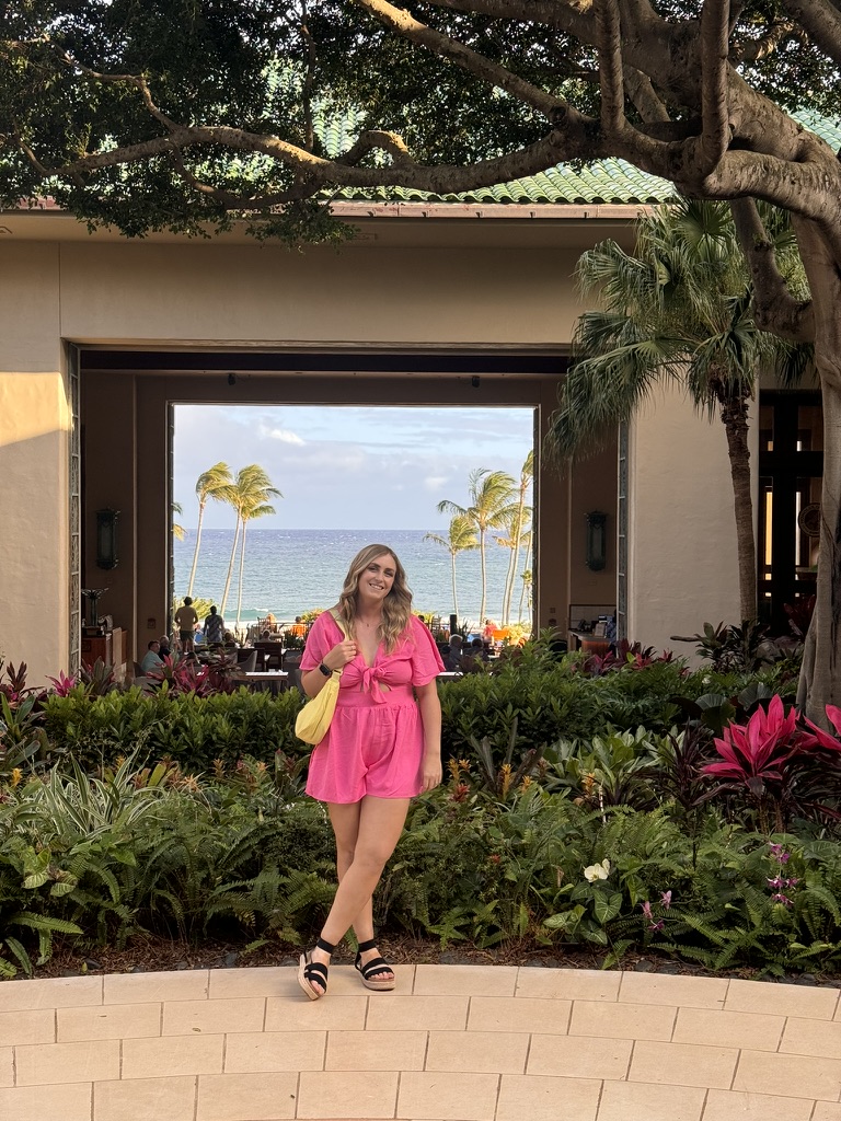 Girl in a pink romper at Grand Hyatt Kauai