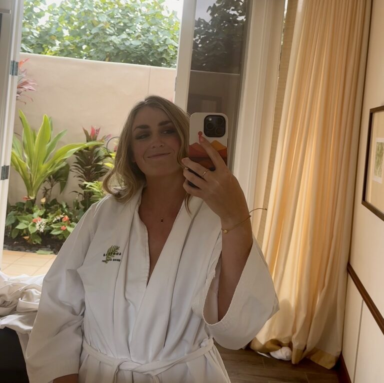 girl in a spa robe in hawaii