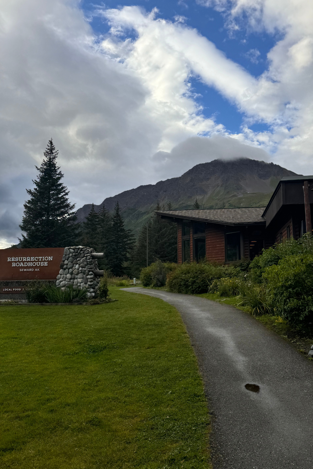 restaurant in seward alaska photo- building on grass in the mountains