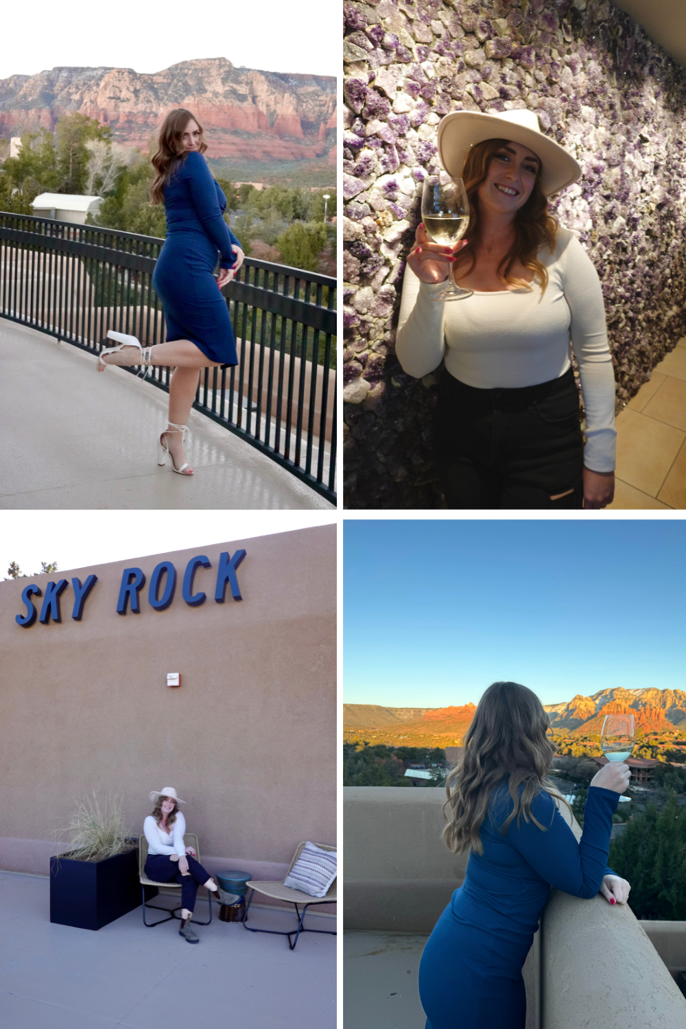 photos of a girl in a blue dress at sky rock sedona, a hotel