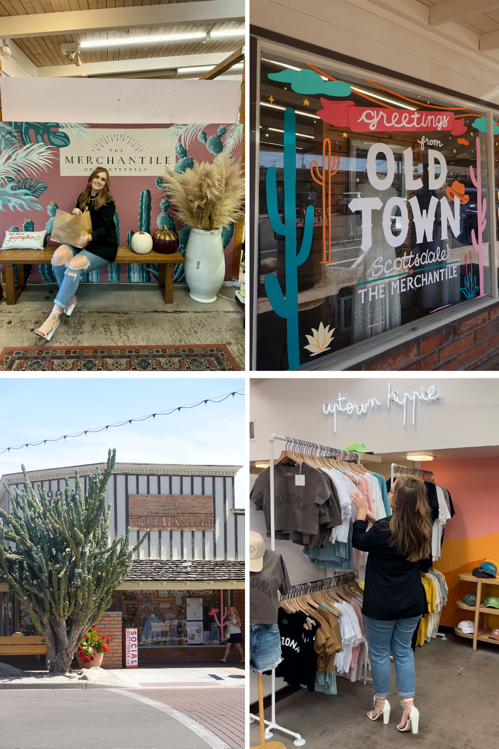 photos of a store in scottsdale with a sign reading "the merchantile"