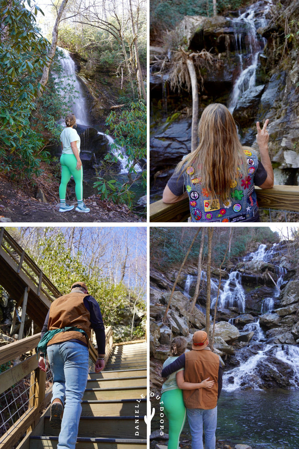 photos of a local waterfall outside of asheville