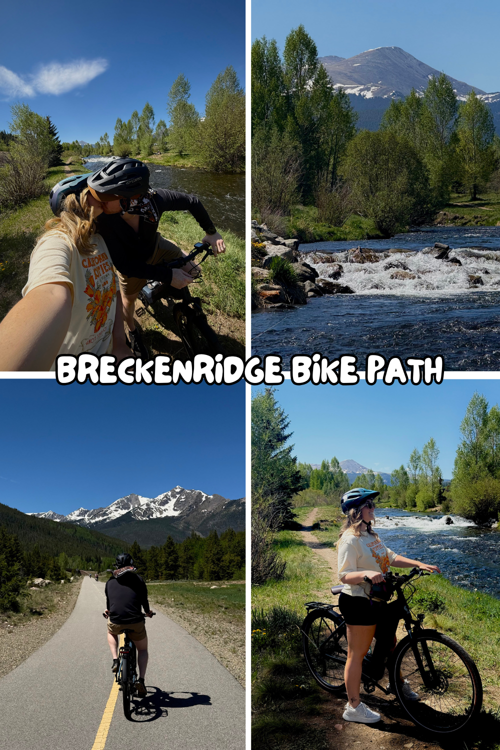 photos of a couple biking in breckenridge
