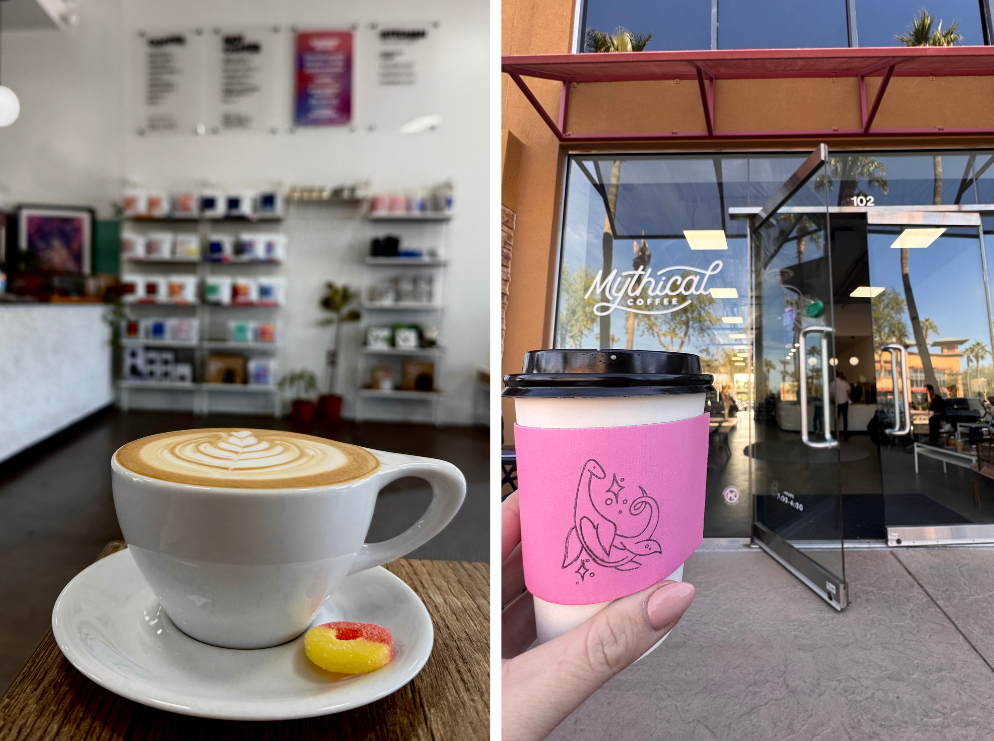 photos of coffee at mythical coffee shop in gilbert