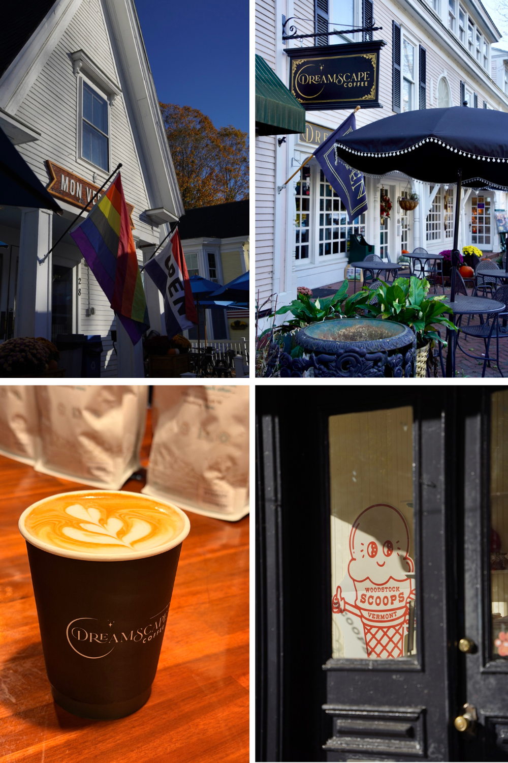 photos of restaurants and coffee shops in downtown woodstock