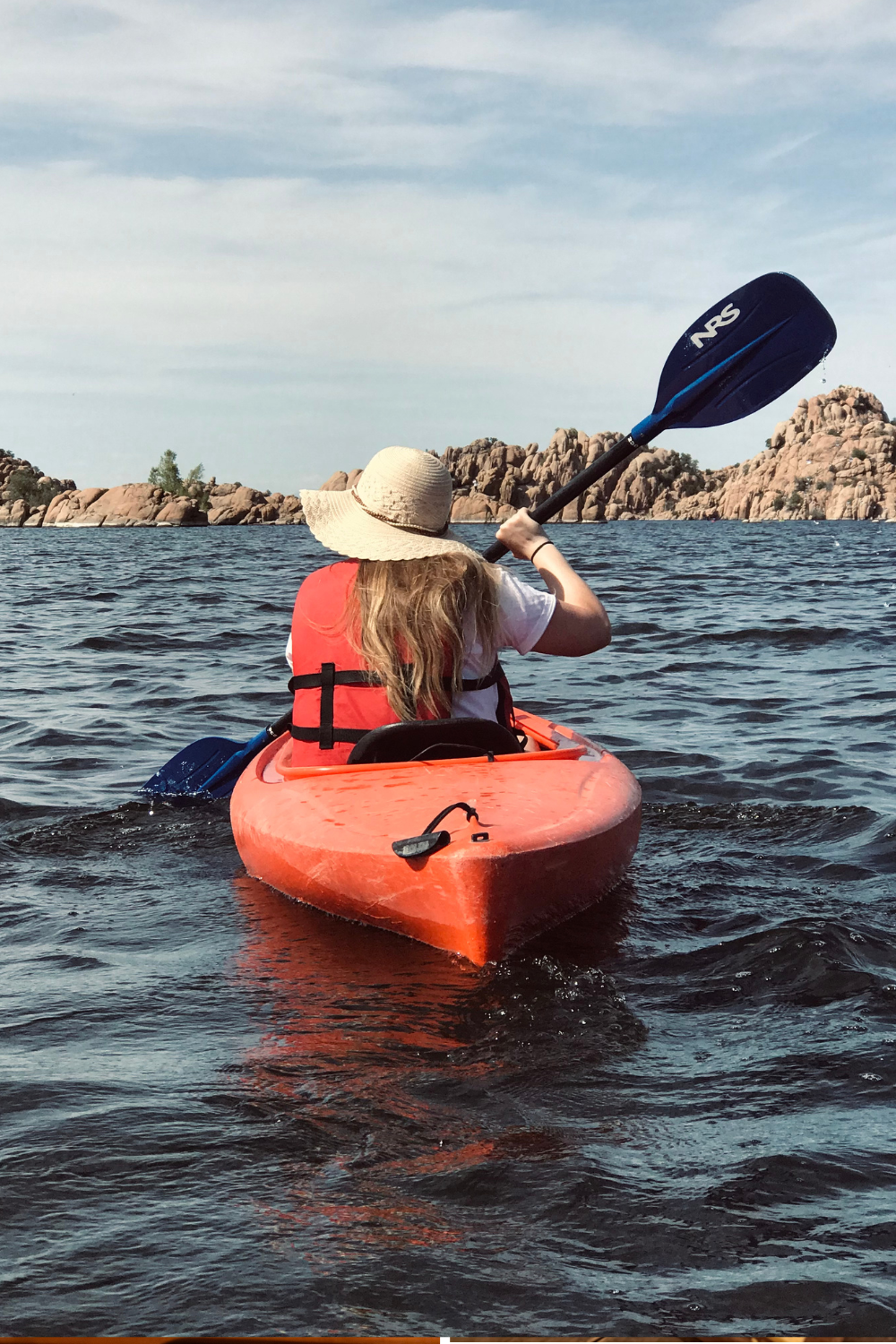 girl kayaking on watson lake in prescott