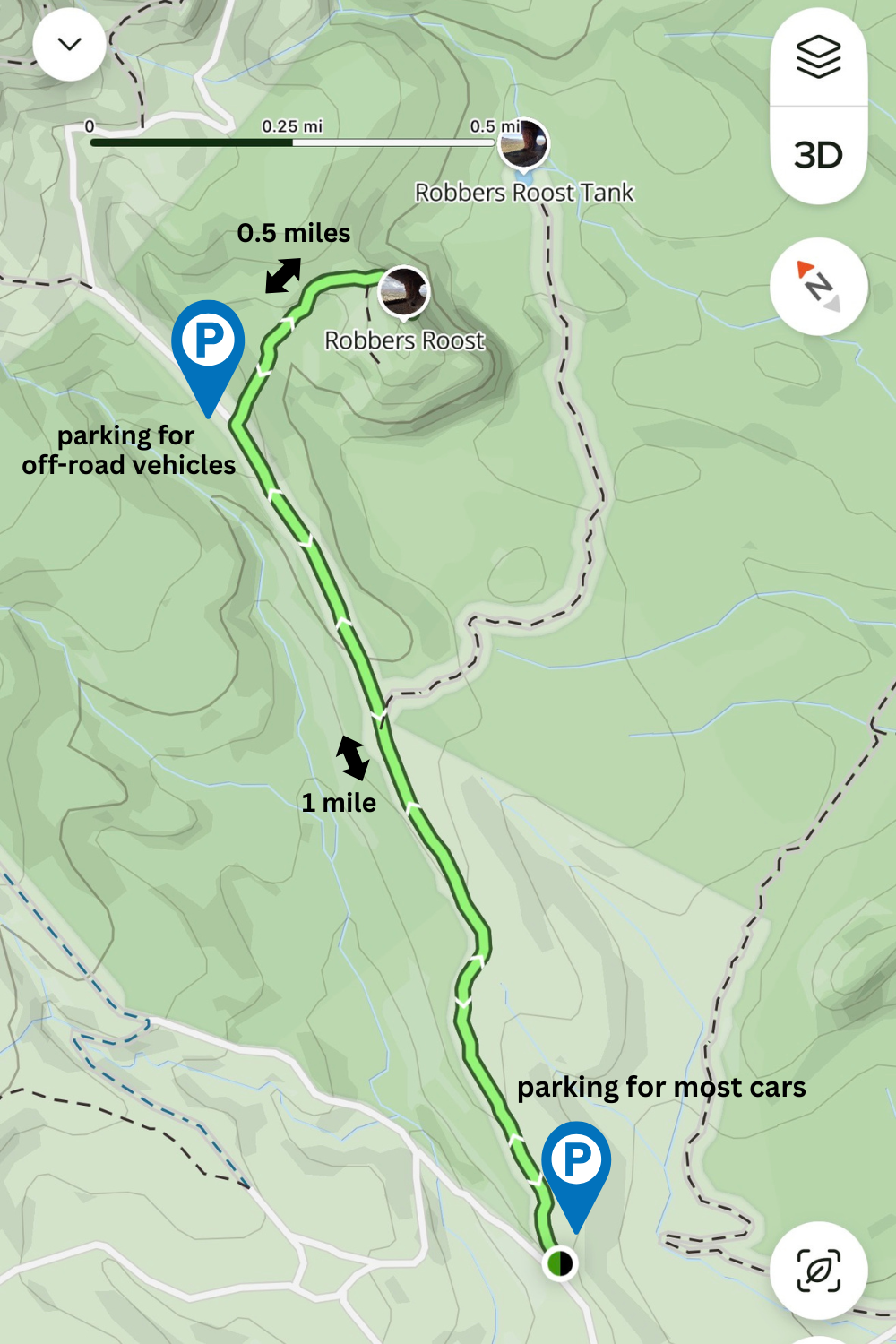 topo of robbers roost trail