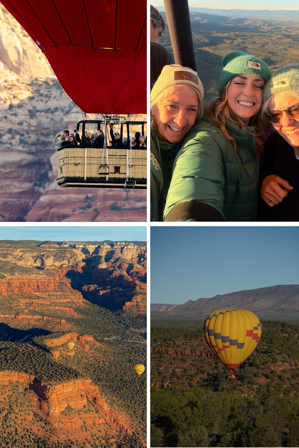 photos of a hot air balloon ride in sedona in the air