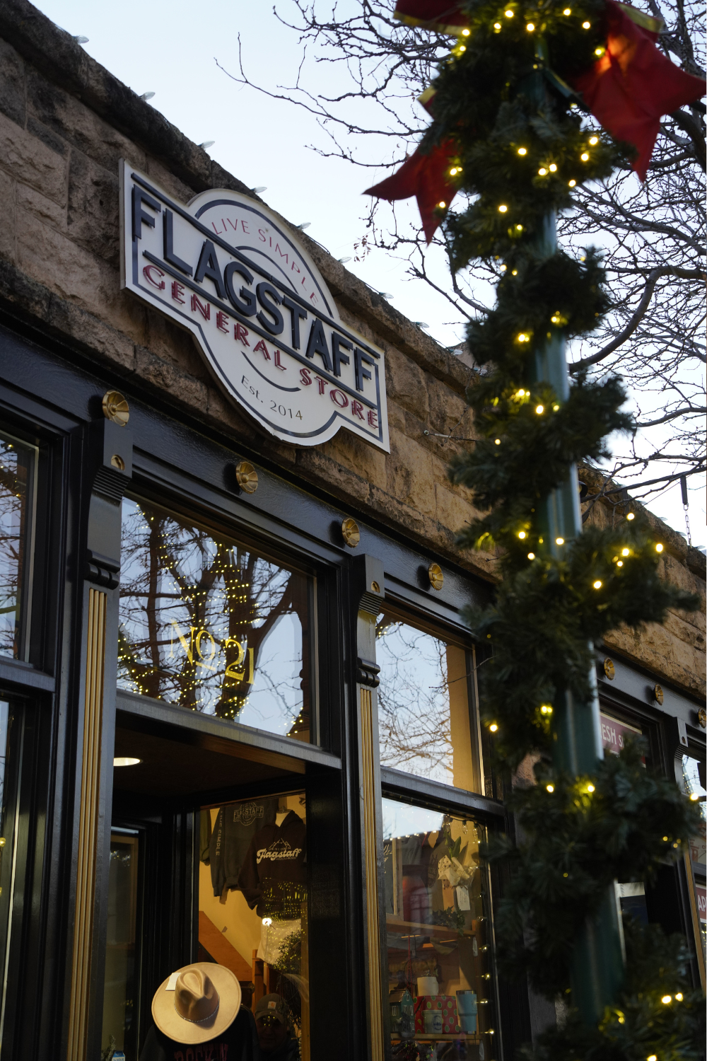 winter decorations at flagstaff general store