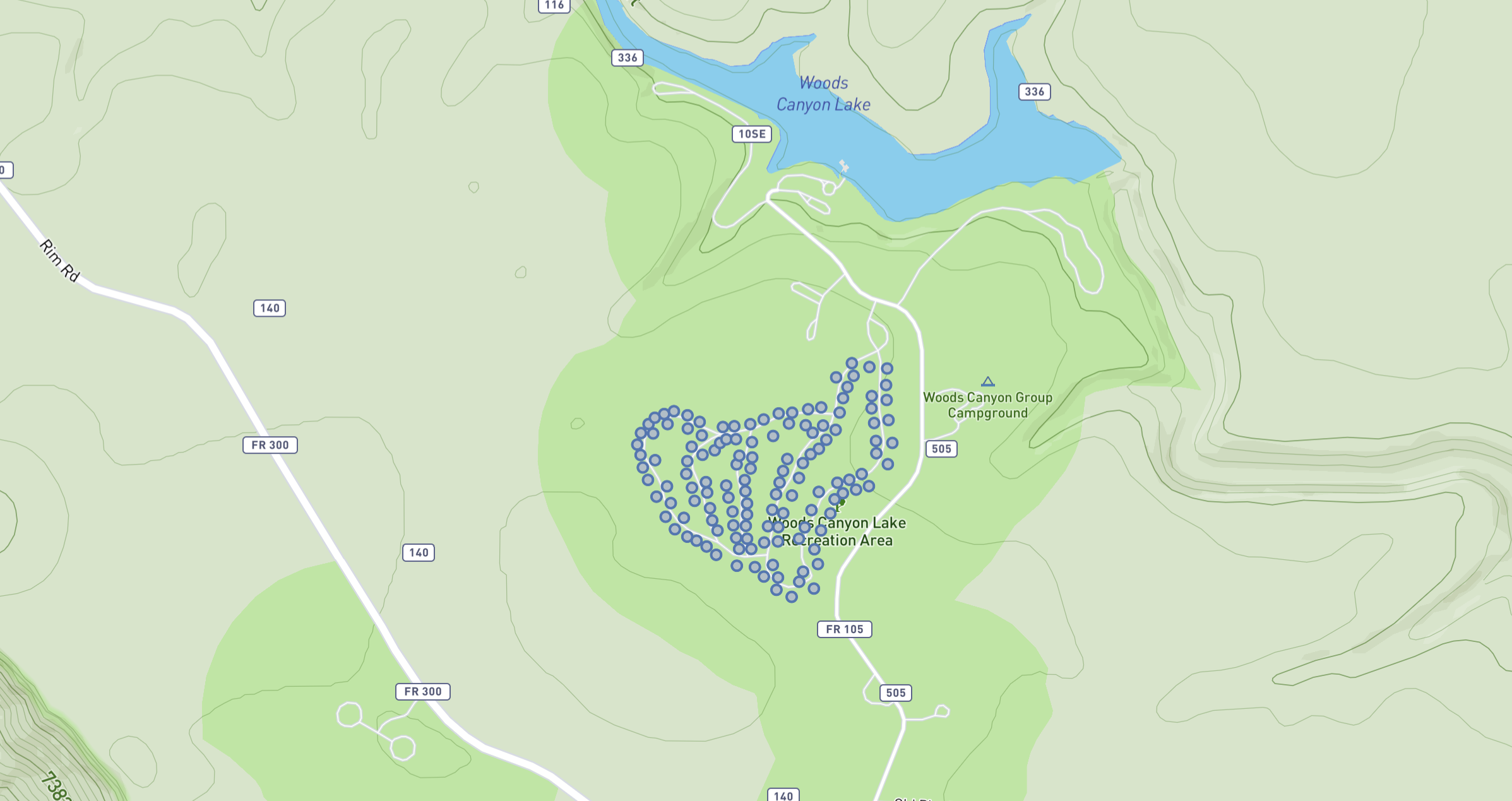 map of th easpen campground in arizona