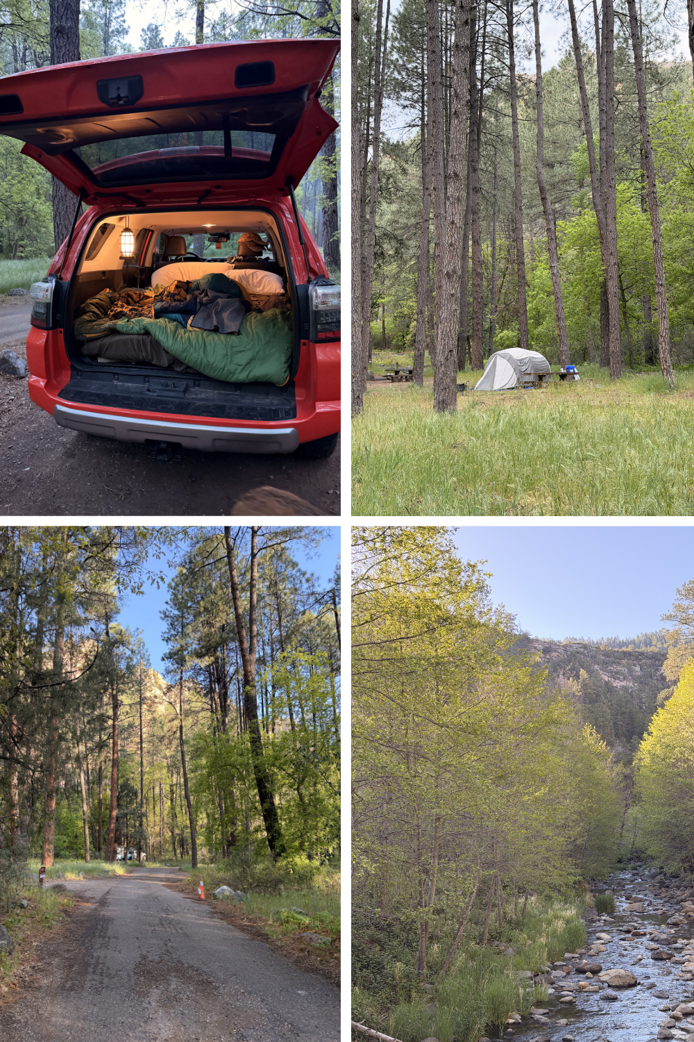 multiple photos of cave springs campground in sedona