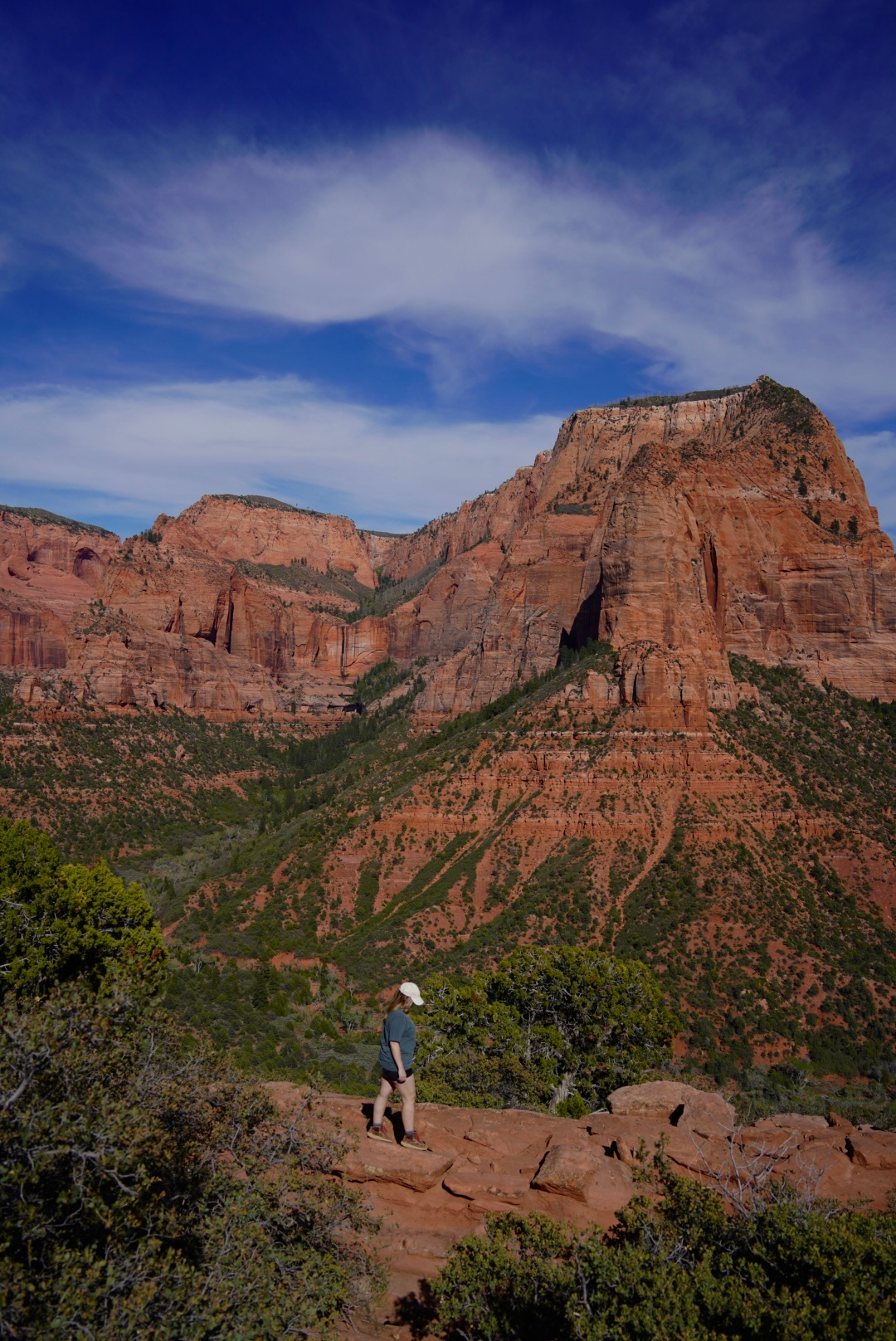 photo of a girl hiking in kolob canyons in zion