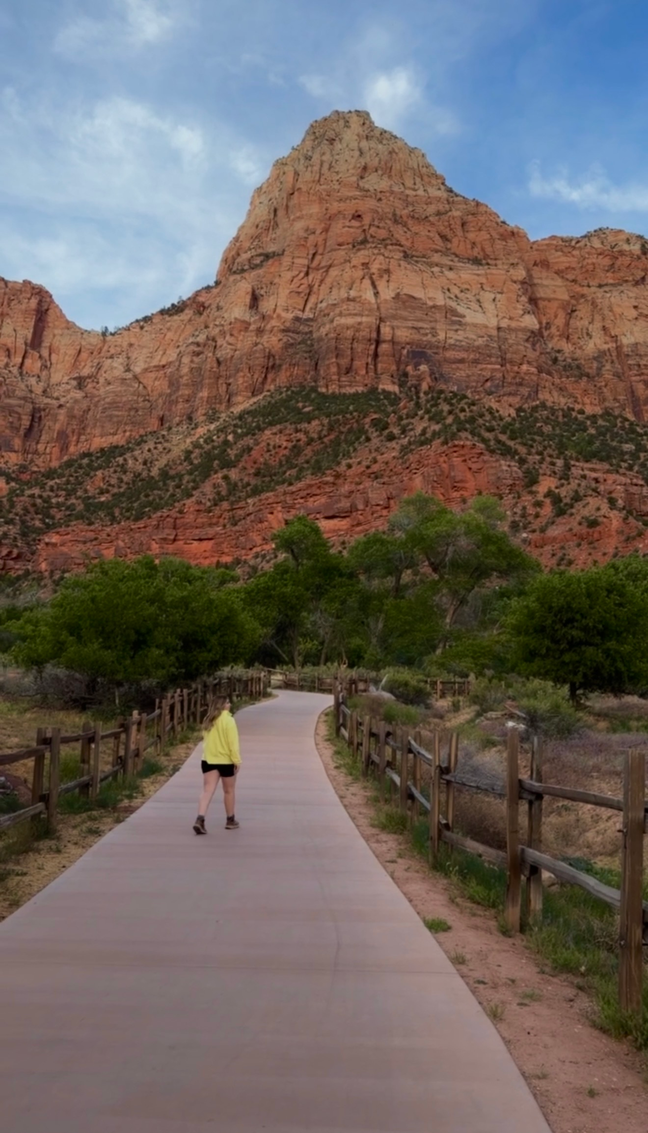girl walking on a path in zion national park