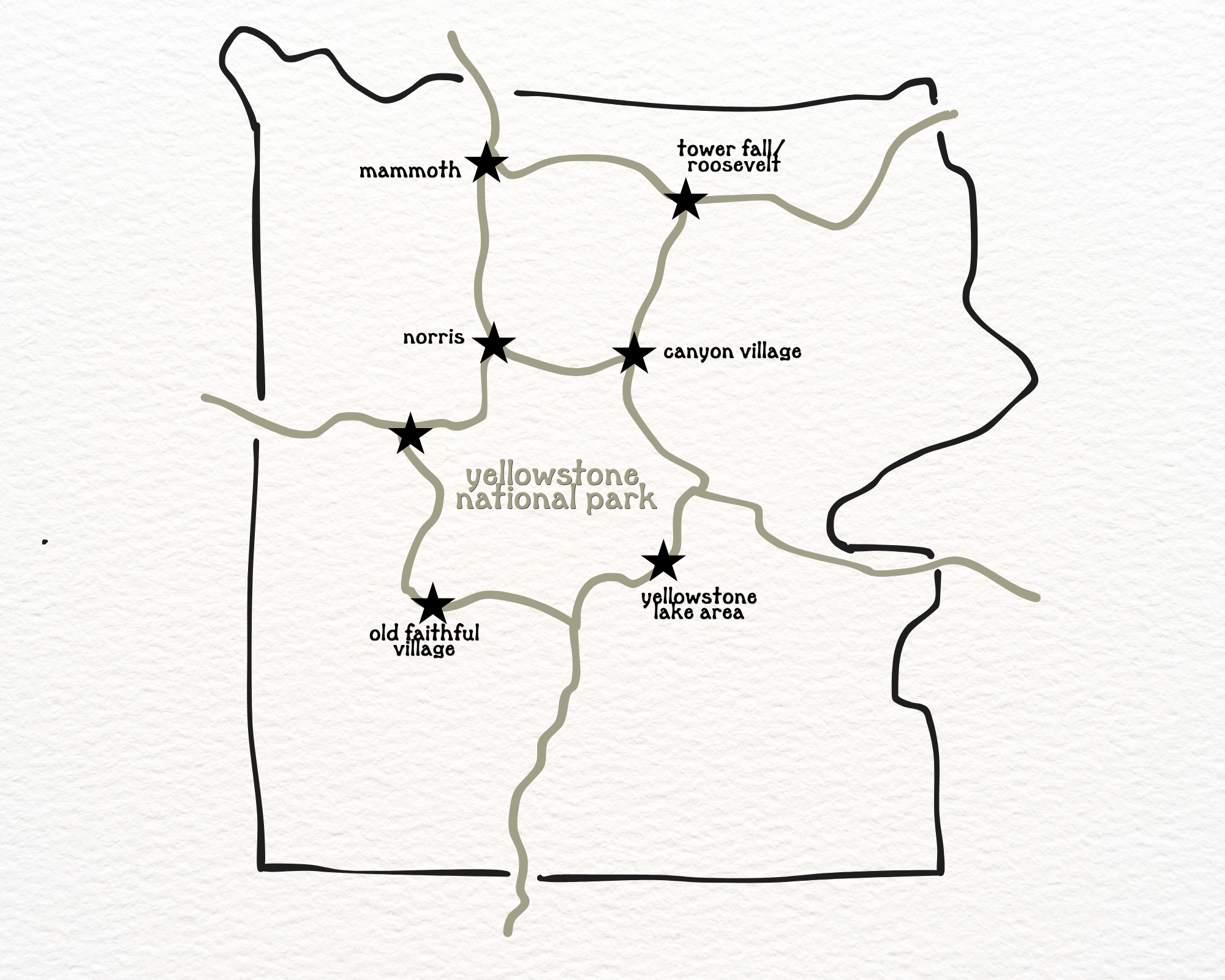 map of areas within yellowstone
