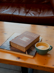 coffee and a book in bozeman, montana