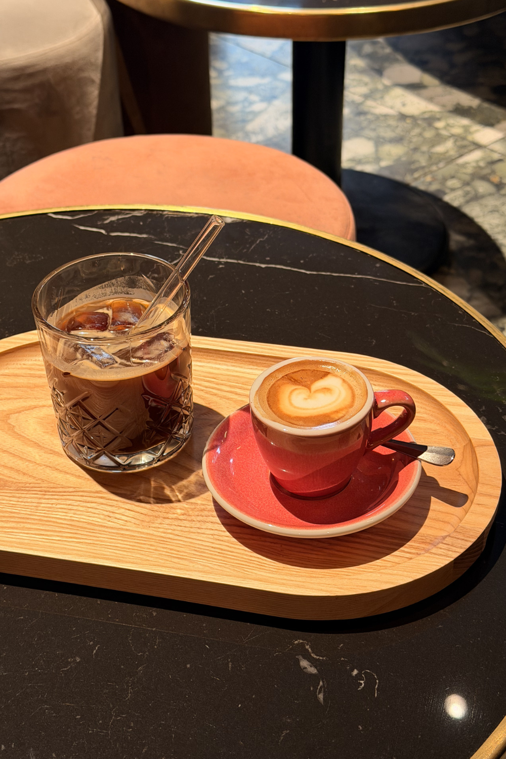 cafe in switzerland two coffees in a cafe