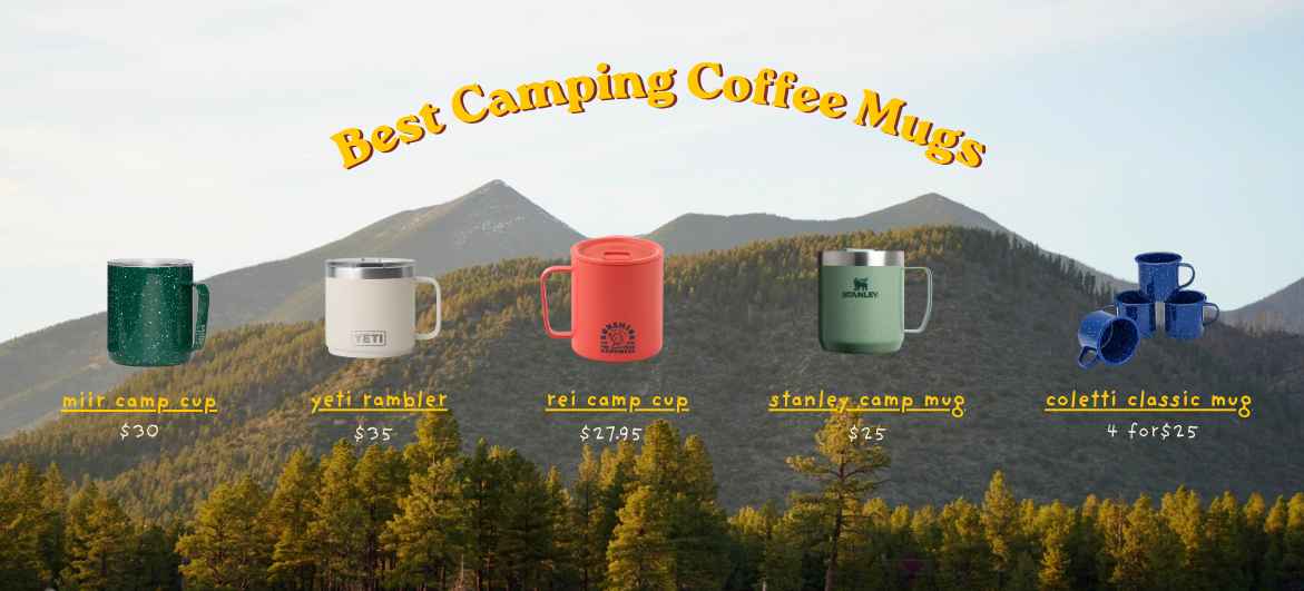 graphic comparing multiple camping mugs