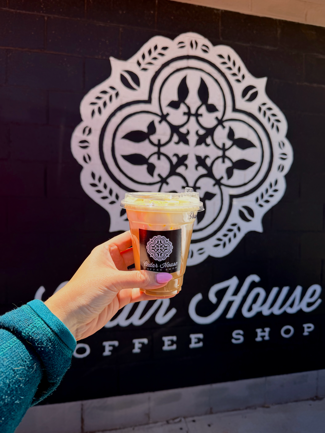 Iced latte from Cedar House Coffee Shop in Flagstaff, Arizona